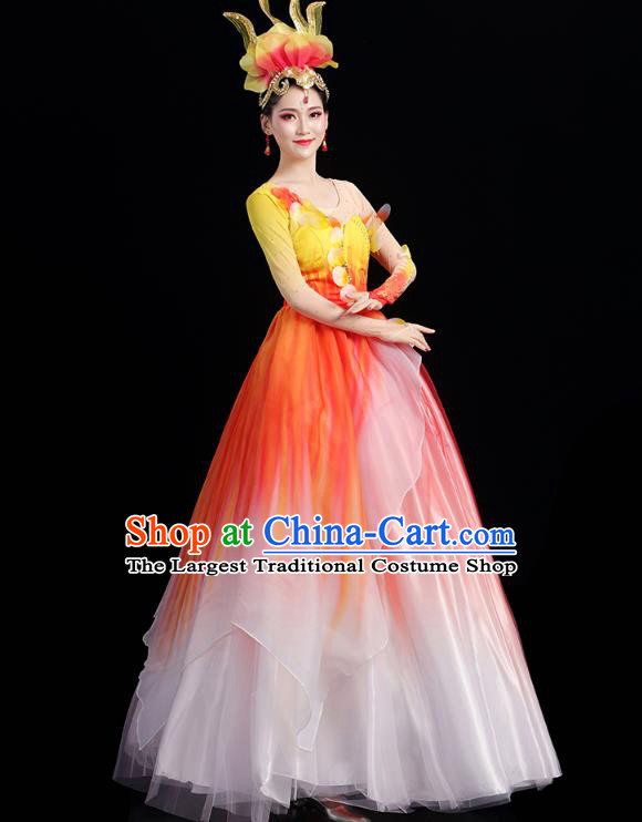China Woman Modern Dance Clothing Spring Festival Gala Opening Dance Chorus Group Dress