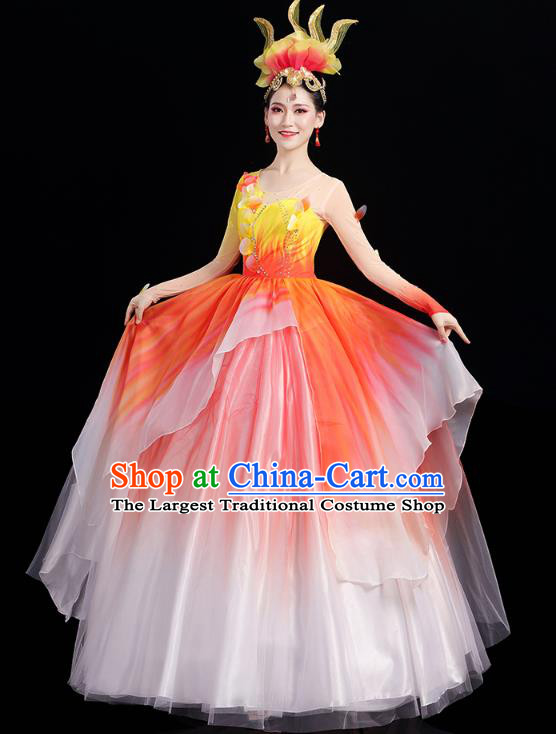China Woman Modern Dance Clothing Spring Festival Gala Opening Dance Chorus Group Dress