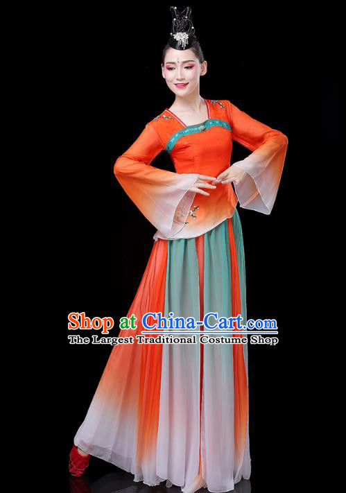 Chinese Umbrella Dance Clothing Classical Dance Red Dress Traditional Woman Group Dance Costume