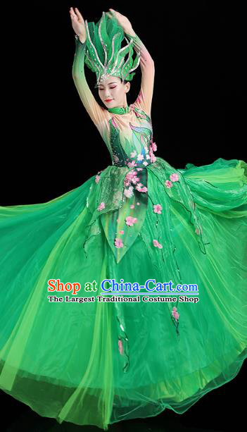 China Woman Modern Dance Clothing Spring Festival Gala Opening Group Dance Green Dress