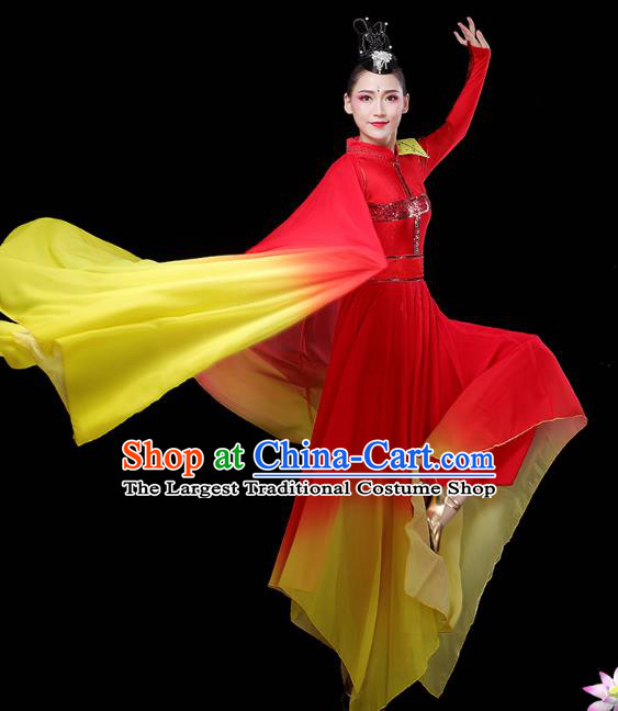 China Woman Chorus Modern Dance Clothing Spring Festival Gala Opening Dance Performance Red Dress