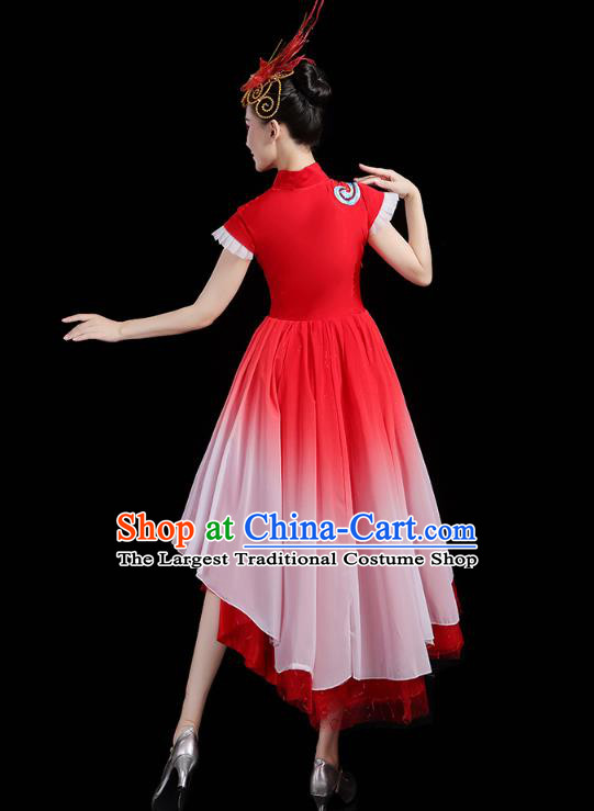 China Modern Dance Clothing Spring Festival Gala Opening Dance Performance Red Short Dress