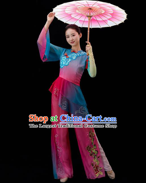 China Yangko Dance Clothing Traditional Folk Dance Umbrella Dance Performance Outfits