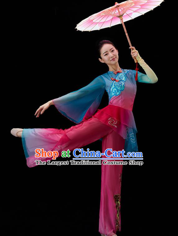 China Yangko Dance Clothing Traditional Folk Dance Umbrella Dance Performance Outfits