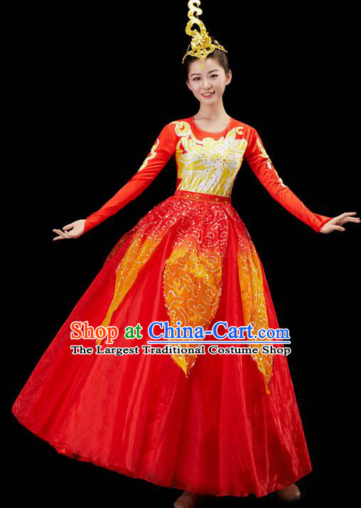 Chinese Traditional Spring Festival Gala Opening Dance Red Dress Modern Dance Flower Dance Costume