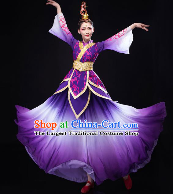China Traditional Solo Dance Costume Umbrella Dance Clothing Classical Dance Purple Dress