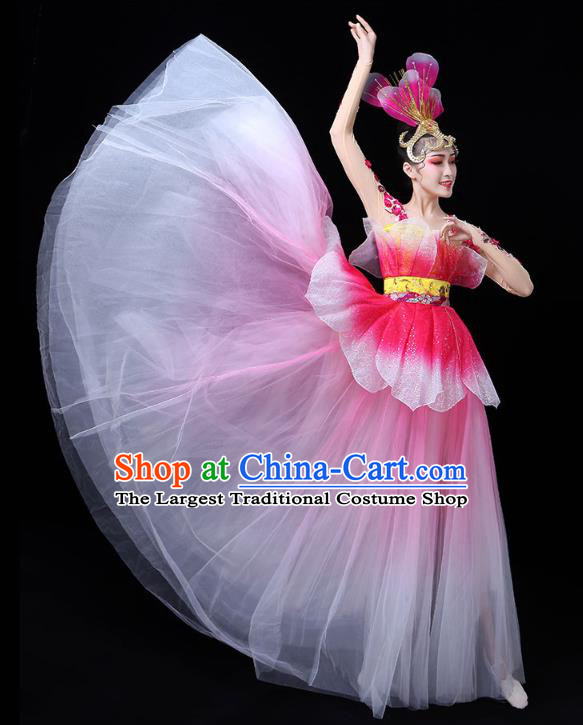 Chinese Modern Dance Peony Dance Pink Dress Traditional Opening Dance Performance Costume