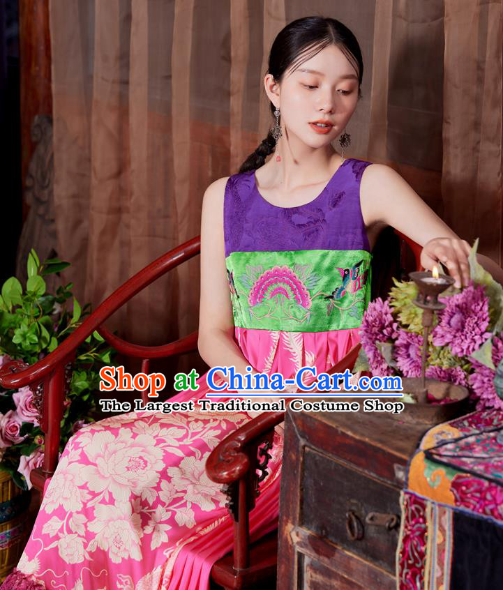 Chinese National Woman Tang Suit Cheongsam Costume Traditional Embroidered Loose Long Dress