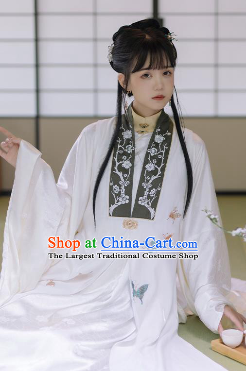China Ancient Court Woman White Hanfu Dress Traditional Ming Dynasty Nobility Lady Historical Costumes Full Set