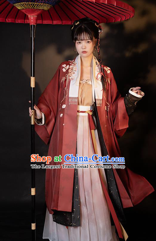 China Traditional Song Dynasty Young Beauty Historical Costumes Ancient Palace Princess Hanfu Dress