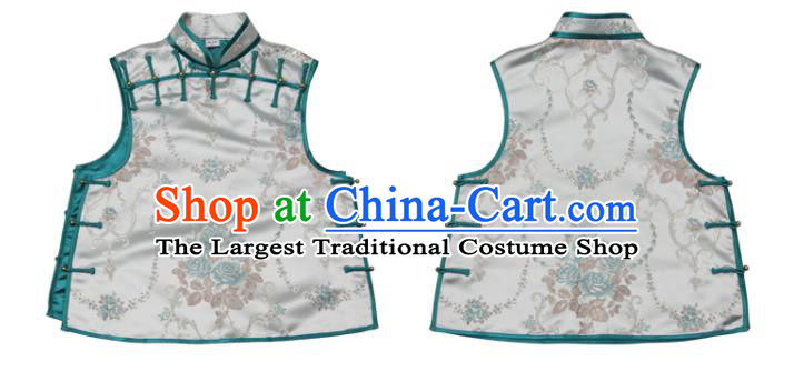 Chinese Tang Suit Vest Traditional Woman Garment Costume Brocade Top Waistcoat
