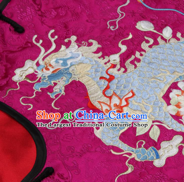 Chinese Embroidered Kylin Rosy Brocade Waistcoat Traditional Tang Suit Top Garment National Woman Vest Costume