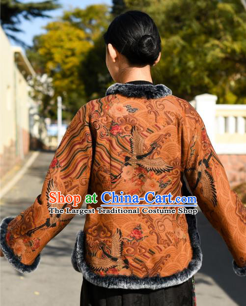 China National Woman Outer Garment Clothing Tang Suit Overcoat Traditional Cotton Wadded Jacket