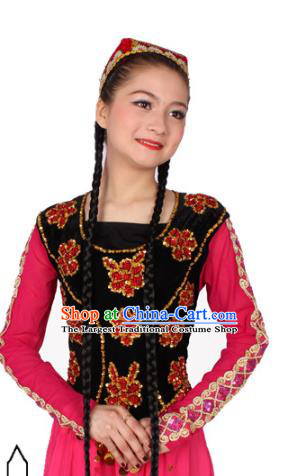 China Traditional Uygur Nationality Stage Performance Pink Dress Xinjiang Ethnic Folk Dance Clothing