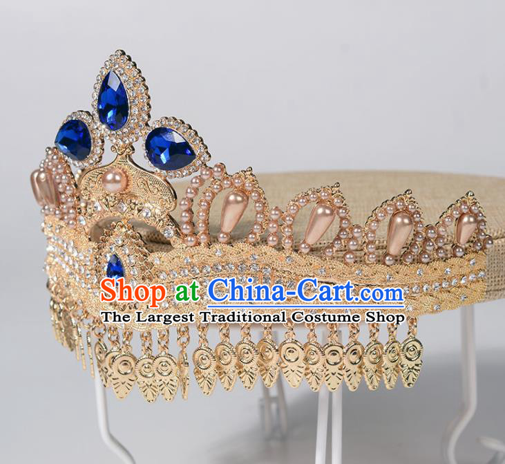 India Court Queen Royal Crown Asian Indian Bollywood Stage Performance Headwear