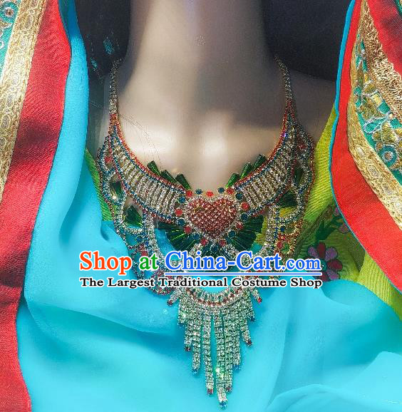 India Wedding Jewelry Accessories Bride Crystal Necklace Asian Indian Belly Dance Necklet