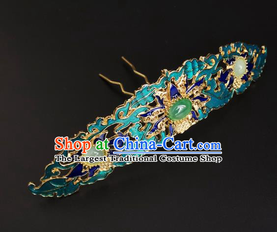 China Ancient Empress Hairpin Traditional Ming Dynasty Blueing Lotus Hair Crown