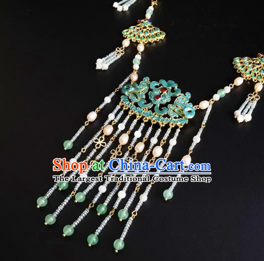 Chinese Ming Dynasty Noble Lady Necklace Ancient Princess Beads Tassel Necklet Accessories
