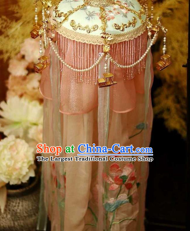 Handmade China Ancient Palace Lantern Traditional Song Dynasty Embroidered Silk Portable Lamp