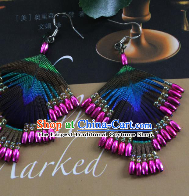 Chinese Handmade Peacock Dance Ear Jewelry National Ear Accessories Yannan Dai Ethnic Woman Earrings