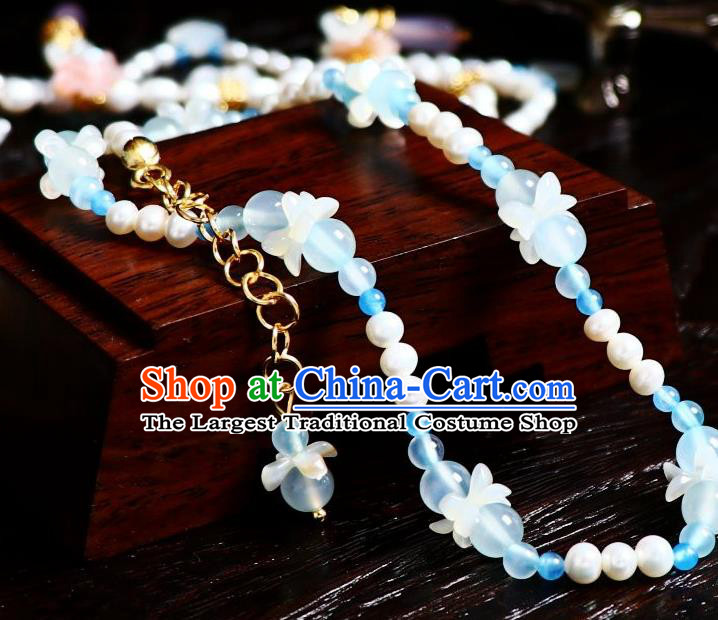 China Traditional Tang Dynasty Shell Butterfly Necklace Handmade Ancient Princess Tassel Necklet Accessories
