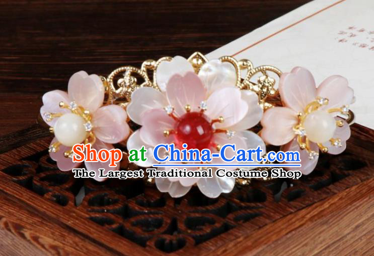 Chinese Ancient Palace Lady White Shell Sakura Hair Stick Traditional Tang Dynasty Princess Hair Crown