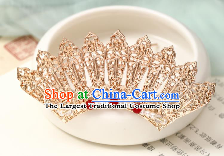 Chinese Ancient Empress Hairpin Traditional Ming Dynasty Golden Hair Crown