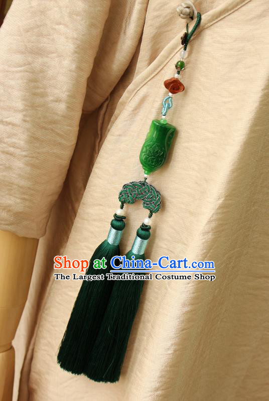 Chinese National Jade Waist Tassel Pendant Classical Qipao Dress Brooch