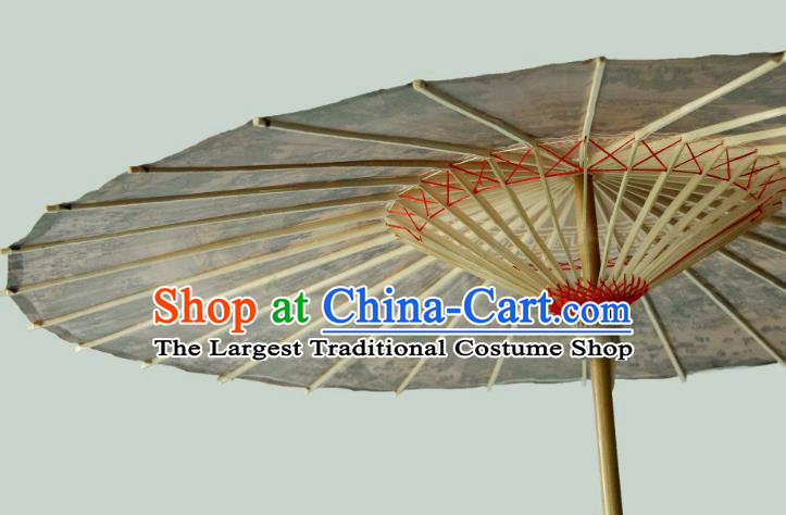 China Traditional Hanfu Brown Umbrella Classical Dance Umbrellas Handmade Riverside Scene at Qingming Festival Painting Oil Paper Umbrella