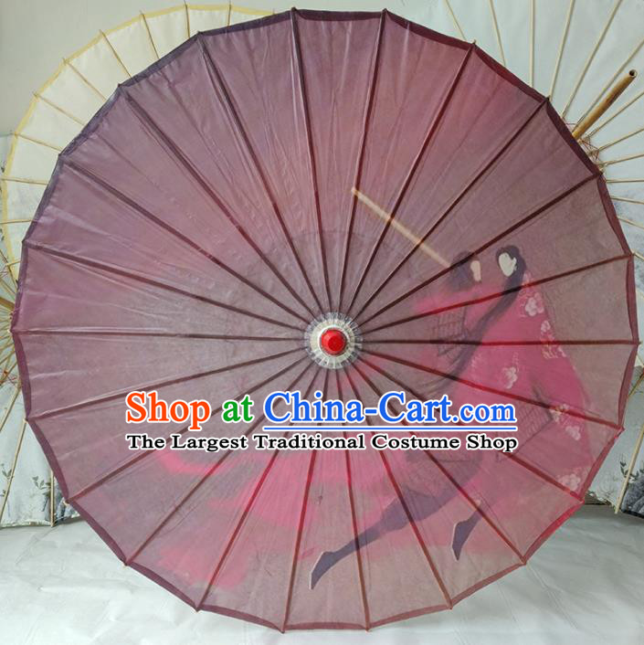 China Traditional Ancient Swordsman Umbrella Classical Dance Umbrellas Handmade Wine Red Oil Paper Umbrella