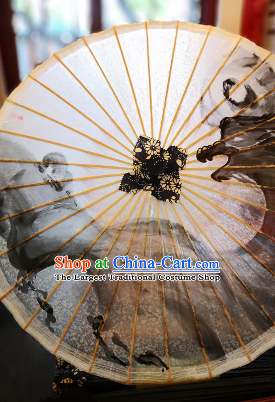 China Traditional Stage Performance Oilpaper Umbrella Ancient Swordsman Lan Wangji Umbrellas Handmade Ink Painting Oil Paper Umbrella