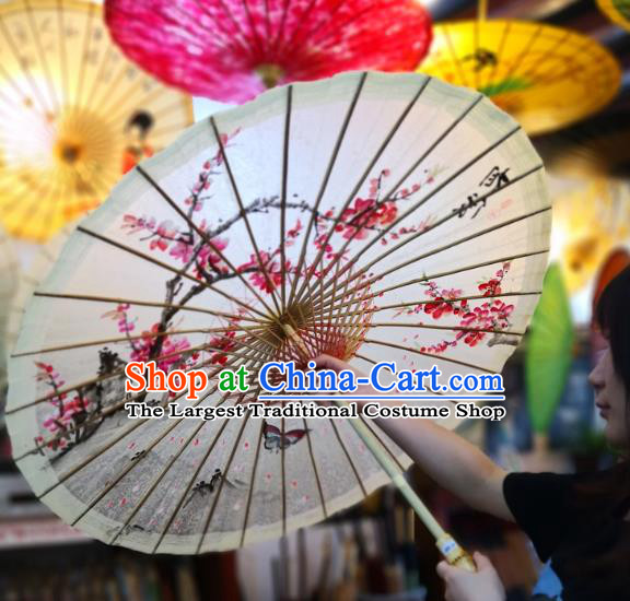 China Hand Ink Painting Butterfly Plum Umbrella Classical Oil Paper Umbrella Traditional Hanfu Oilpaper Umbrella