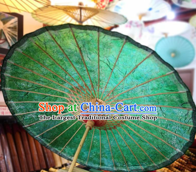 China Traditional Hanfu Deep Green Oilpaper Umbrella Hand Umbrella Classical Dance Oil Paper Umbrella