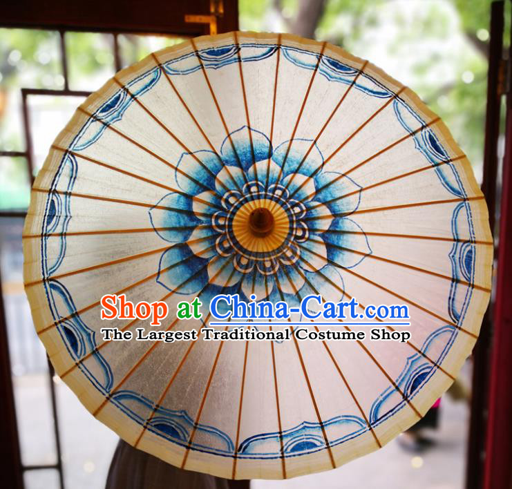 China Traditional Hanfu Dance Umbrella Handmade Painting Lotus Oilpaper Umbrella Classical Oil Paper Umbrella