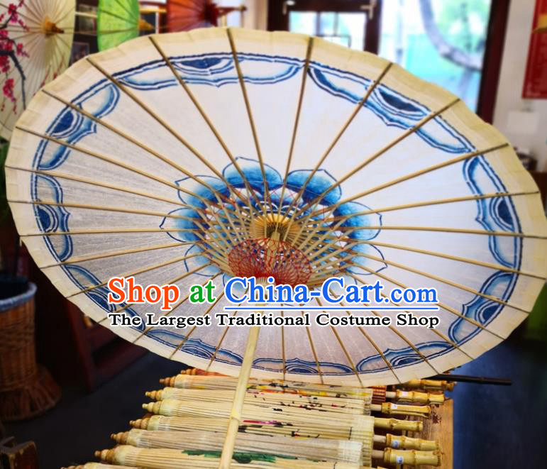 China Traditional Hanfu Dance Umbrella Handmade Painting Lotus Oilpaper Umbrella Classical Oil Paper Umbrella