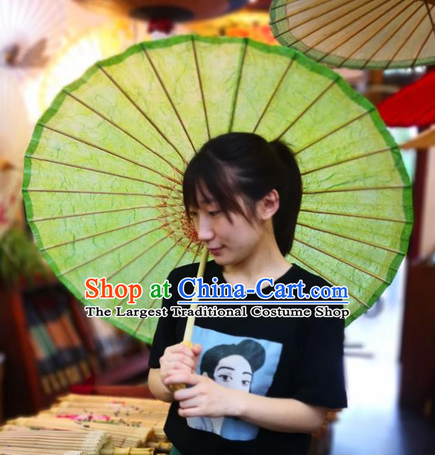 China Handmade Green Oilpaper Umbrella Classical Oil Paper Umbrella Traditional Hanfu Dance Umbrella