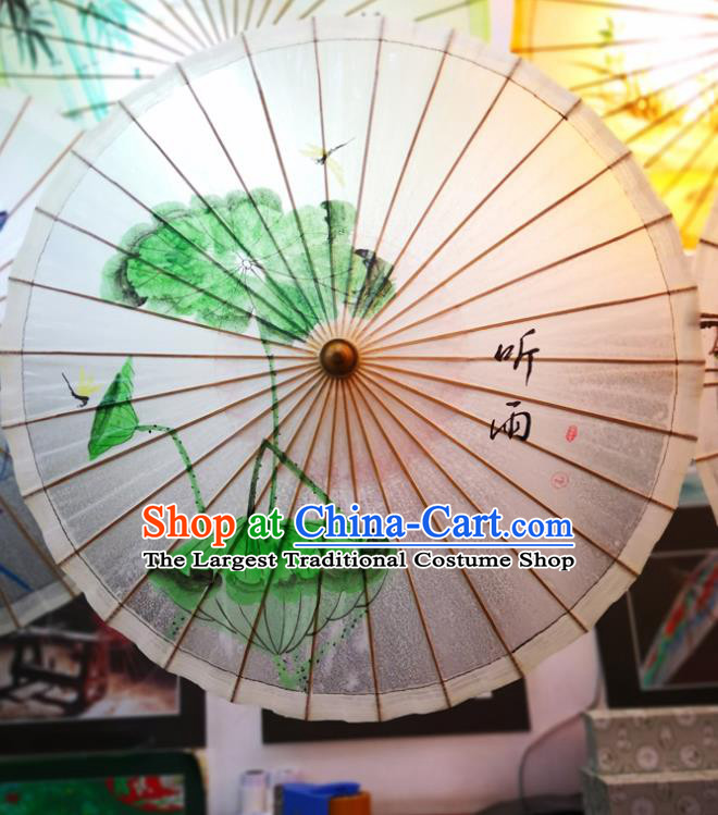 China Traditional Hanfu Painting Lotus Leaf Umbrella Handmade Oilpaper Umbrella Classical Dance Oil Paper Umbrella