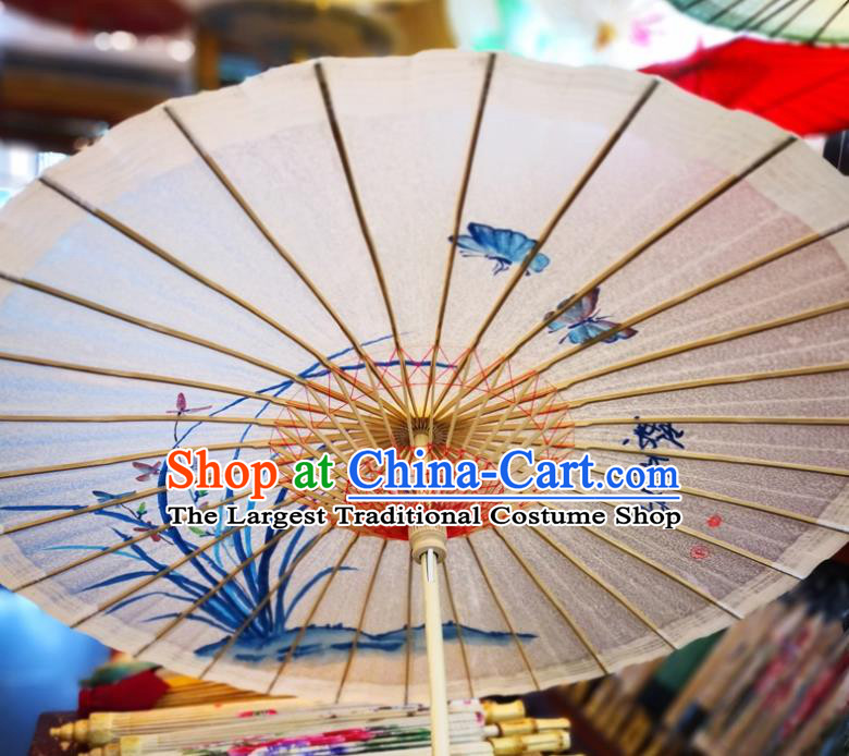 China Handmade Oilpaper Umbrella Classical Dance Oil Paper Umbrella Traditional Hanfu Painting Orchids Umbrella