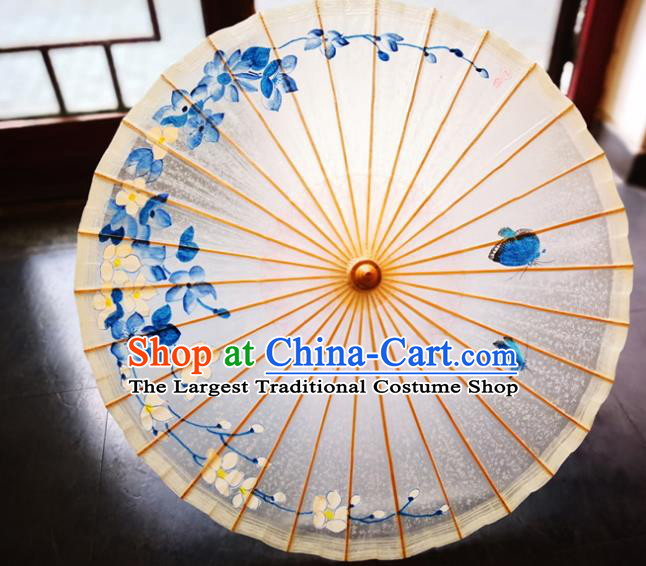 China Traditional Hanfu Dance Umbrella Handmade Oilpaper Umbrella Ink Painting Orchids Oil Paper Umbrella