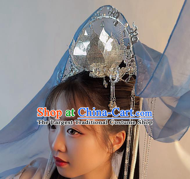 China Ancient Taoist Nun Hair Accessories Handmade Traditional Tang Dynasty Princess Lotus Hair Crown