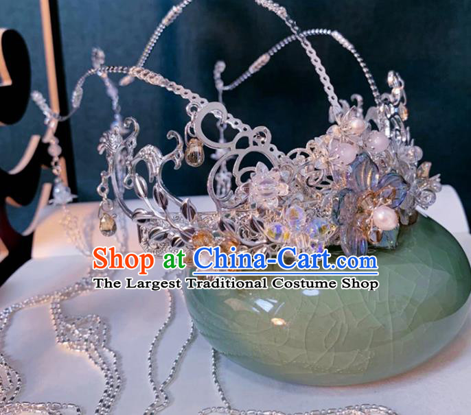 China Ancient Young Lady Hair Accessories Handmade Traditional Cosplay Fairy Princess Tassel Hair Crown