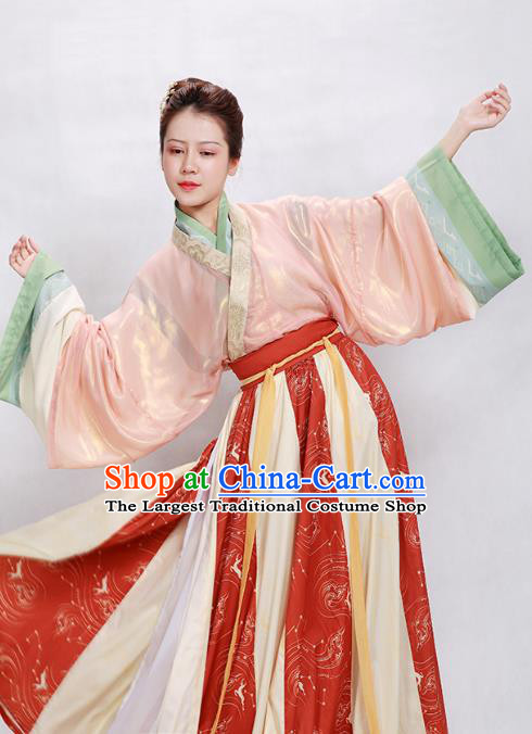 China Ancient Palace Princess Hanfu Dress Apparels Traditional Jin Dynasty Court Beauty Historical Clothing