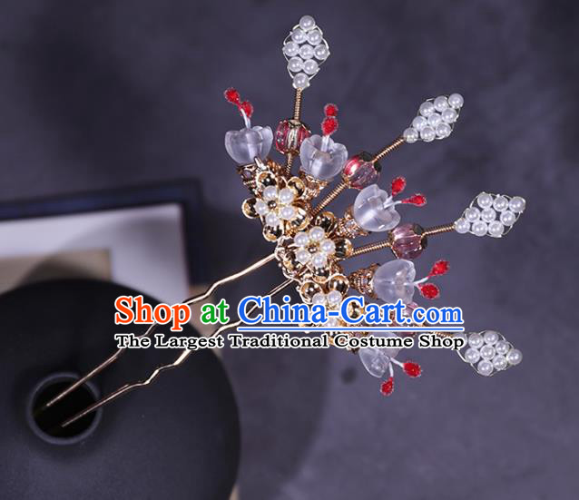 China Ancient Princess Plum Blossom Hairpin Traditional Ming Dynasty Young Lady Hair Stick