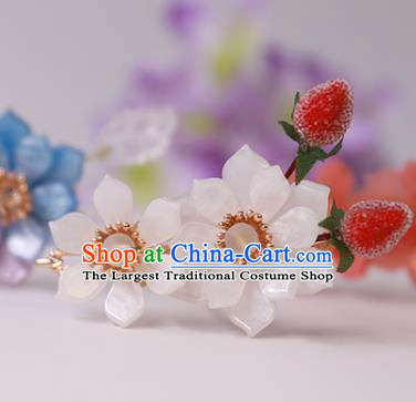 China Ancient Princess Hairpin Traditional Song Dynasty Palace Lady White Flowers Hair Stick