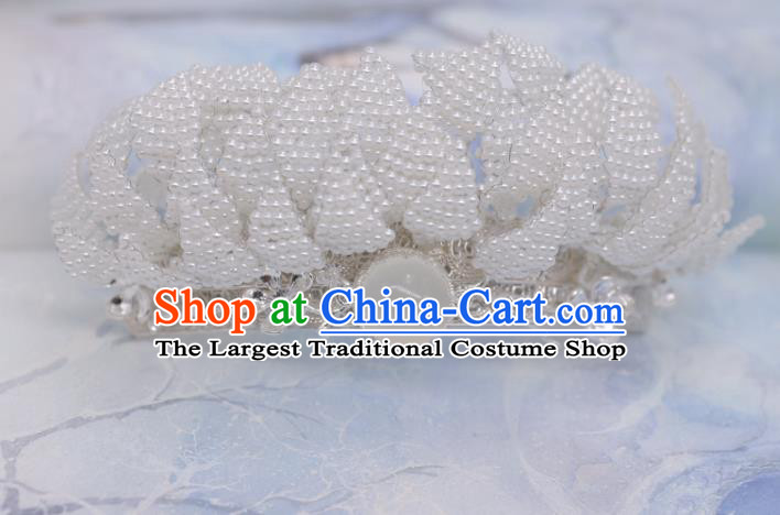 China Ancient Imperial Consort Hair Accessories Traditional Song Dynasty Court Pearls Lotus Hair Crown