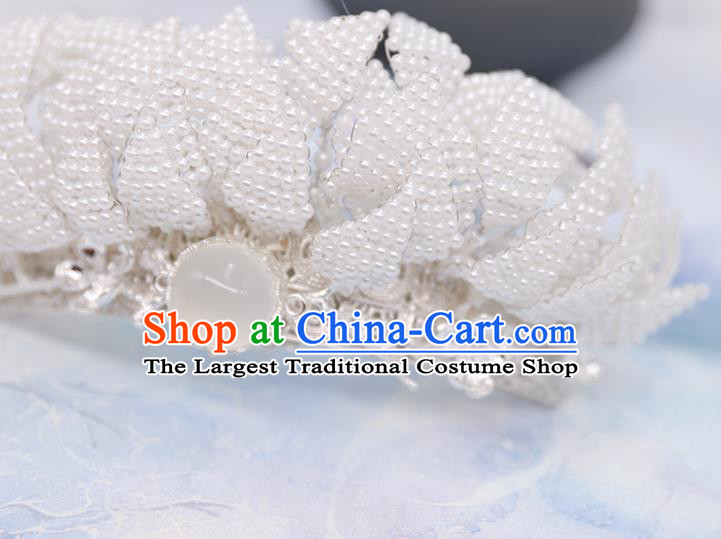 China Ancient Imperial Consort Hair Accessories Traditional Song Dynasty Court Pearls Lotus Hair Crown