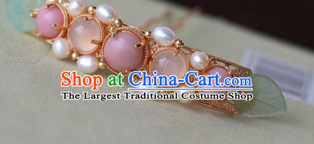 China Ancient Young Beauty Hairpin Traditional Ming Dynasty Princess Pearls Hair Stick