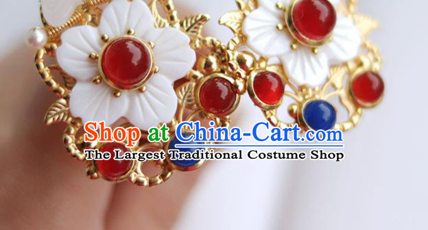 China Ancient Palace Lady Gems Hairpin Traditional Ming Dynasty Princess Jade Butterfly Hair Stick