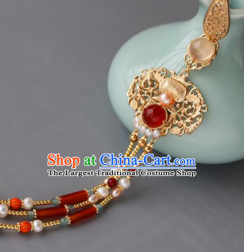 Chinese Traditional Cheongsam Brooch Accessories Ancient Court Woman Tassel Golden Pendant
