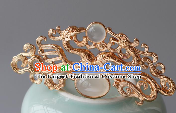 China Ancient Princess Golden Phoenix Hairpin Traditional Ming Dynasty Empress Hair Crown